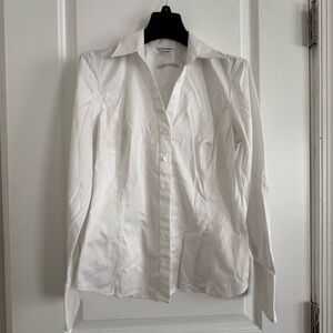 Calvin Klein White Button Down Shirt Classic Cotton Top